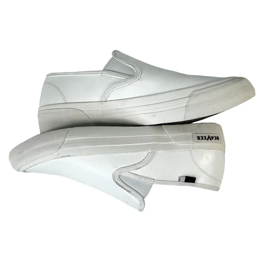 SeaVees Men's Size 10 SeaChange Slip On White Vegan Corn Leather Shoes